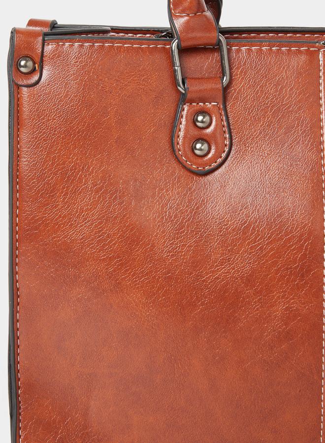 ستايلي حقيبة يد بحمالات مزدوجة صلبة مع حزام قابل للتعديل - Image 3