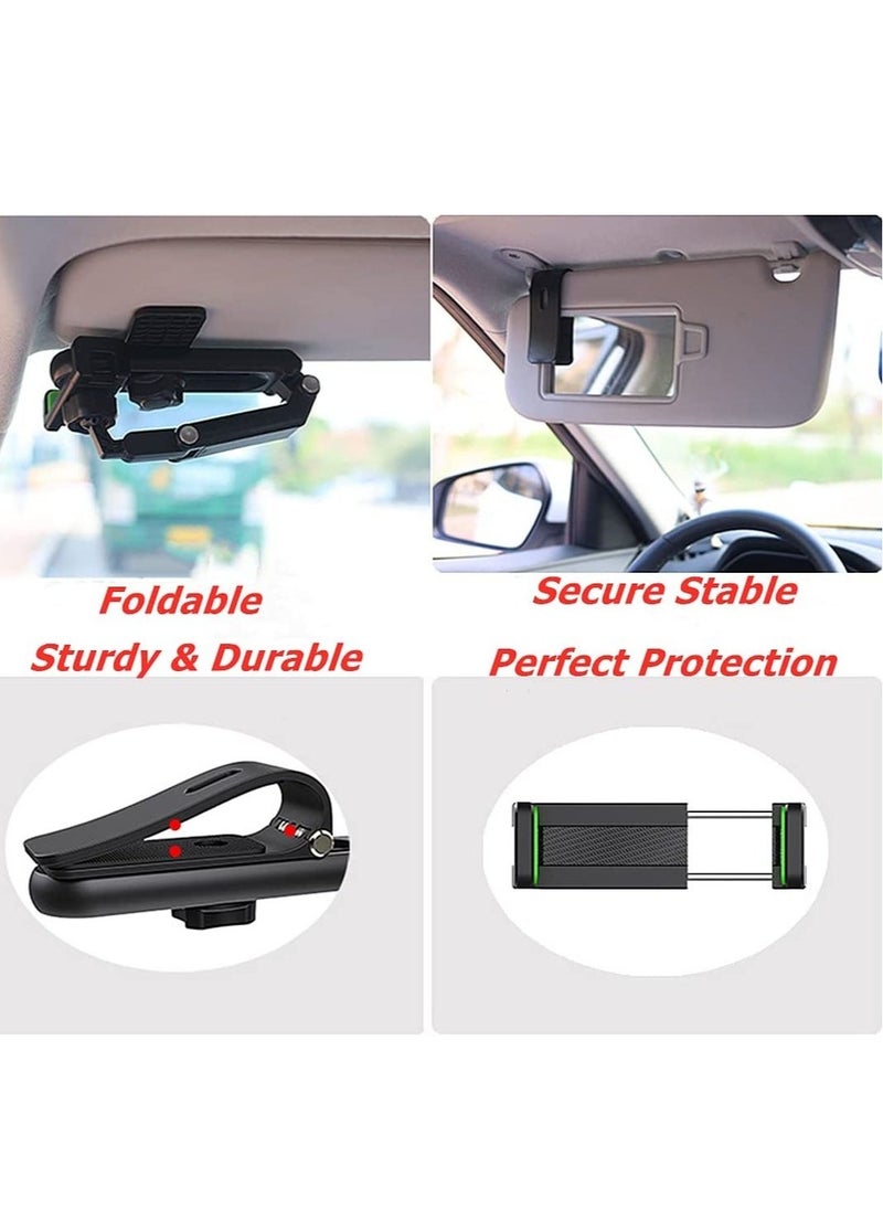 ELTRAZONE Car Phone Holder Mount Multifunctional Cell Phone Stand HIYITKS Universal Adjustable Arm Cradles Car Holder Mount Phone Car Clip Mount for Sun Visor Rearview Mirror Steering Wheel (Green) - Image 4