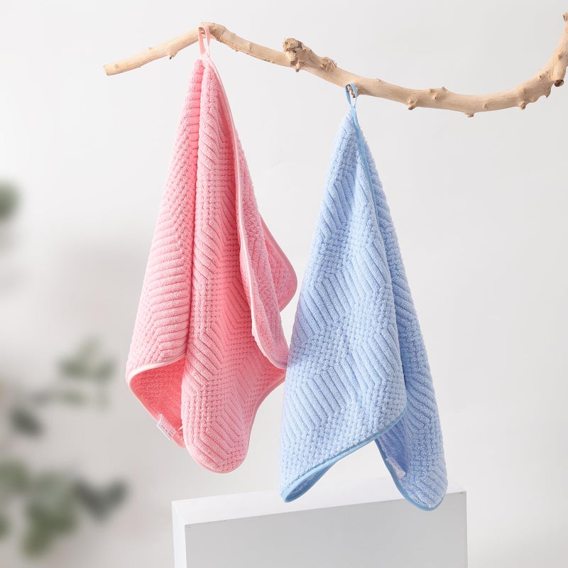 Homestic 2 Piece Hand Towel Set|280 GSM|Gtm & Workout Towels|Super Absorbent & Antibacterial Treatment|Small Size, Travel Friendly (Blue & Pink) - Image 2