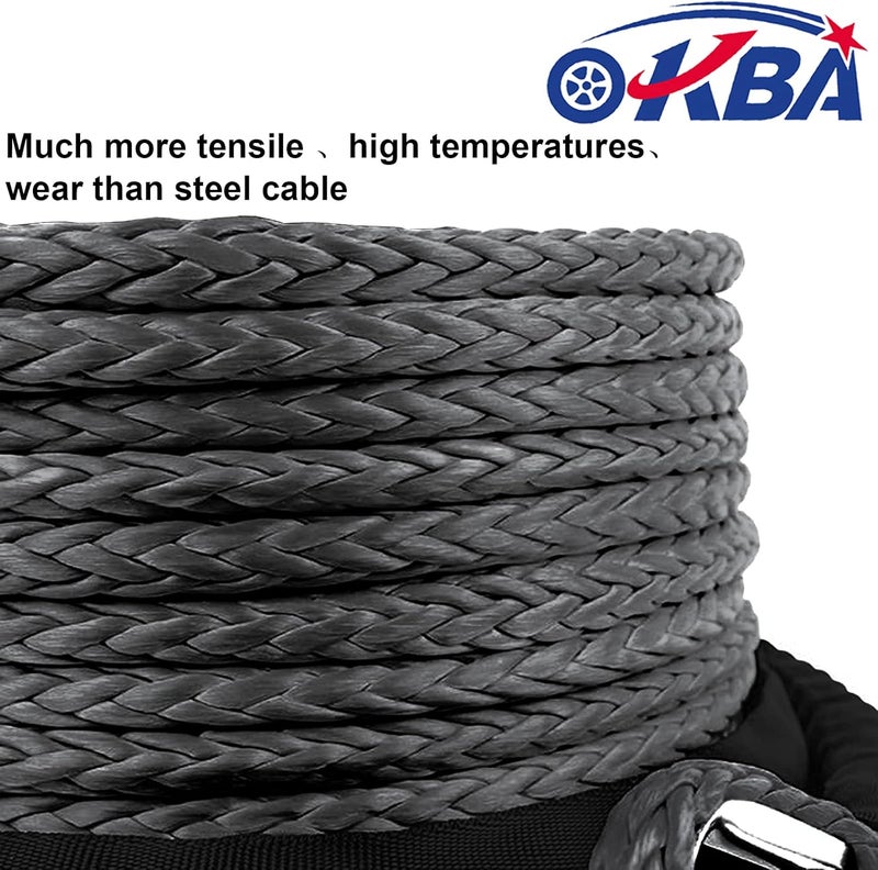 OKBA Synthetic Winch Rope Cable Kit 1/4" x 50' - 10000LBS Winch Line Rope with Protective Sleeve + Hook + Rubber Stopper for 4x4 Off Road Vehicle ATV UTV Polaris UTV - Image 5