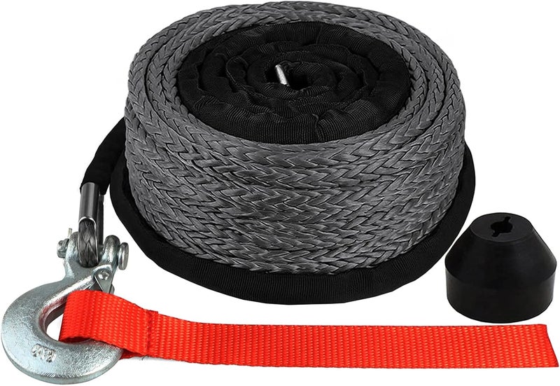 OKBA Synthetic Winch Rope Cable Kit 1/4" x 50' - 10000LBS Winch Line Rope with Protective Sleeve + Hook + Rubber Stopper for 4x4 Off Road Vehicle ATV UTV Polaris UTV - Image 1