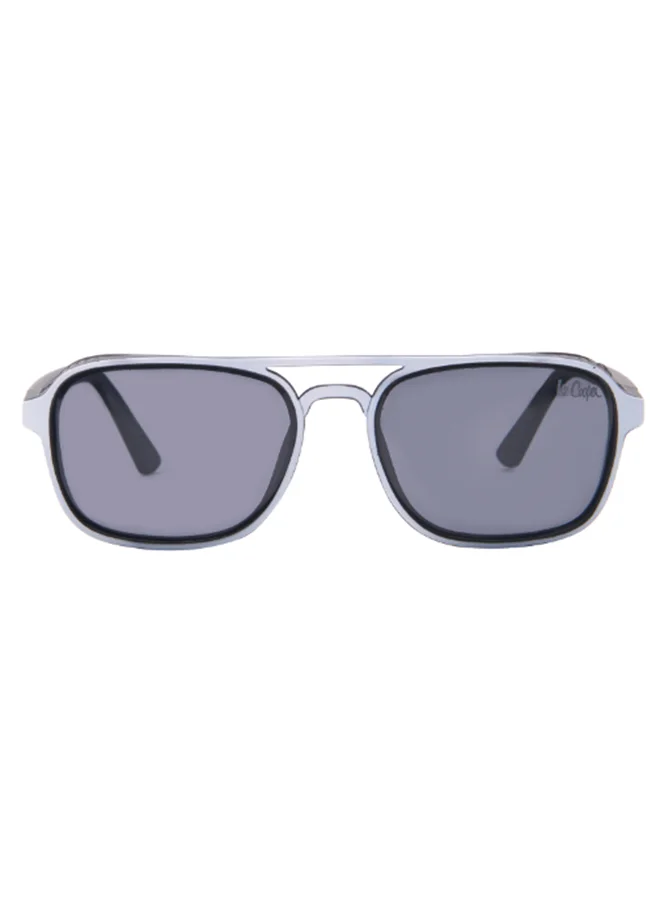 لي كوبر Polarized PC Grey with Fashion type, Round Shape48-15-125 mm Size, 0.74MM POLARZIED Lens Material, Black With White Frame Color