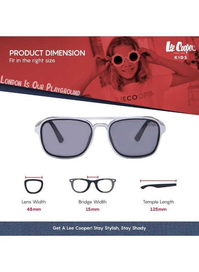 Lee Cooper Polarized Sunglasses Black With White Frame Grey Mirror Lens 48mm  - LCK111C03
