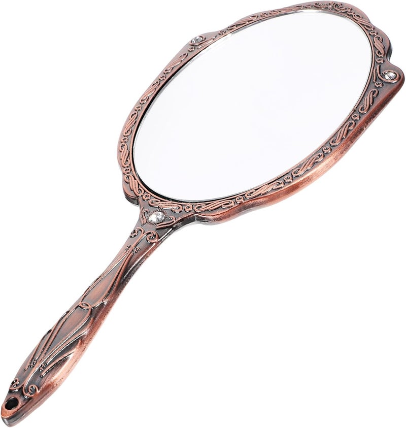 GALPADA Vintage Handheld Makeup Mirror Decorative Travel Mirror with Classic Design Rotation High Definition Reflection for Ladies and Women Portable Cosmetic Mirror - Image 1