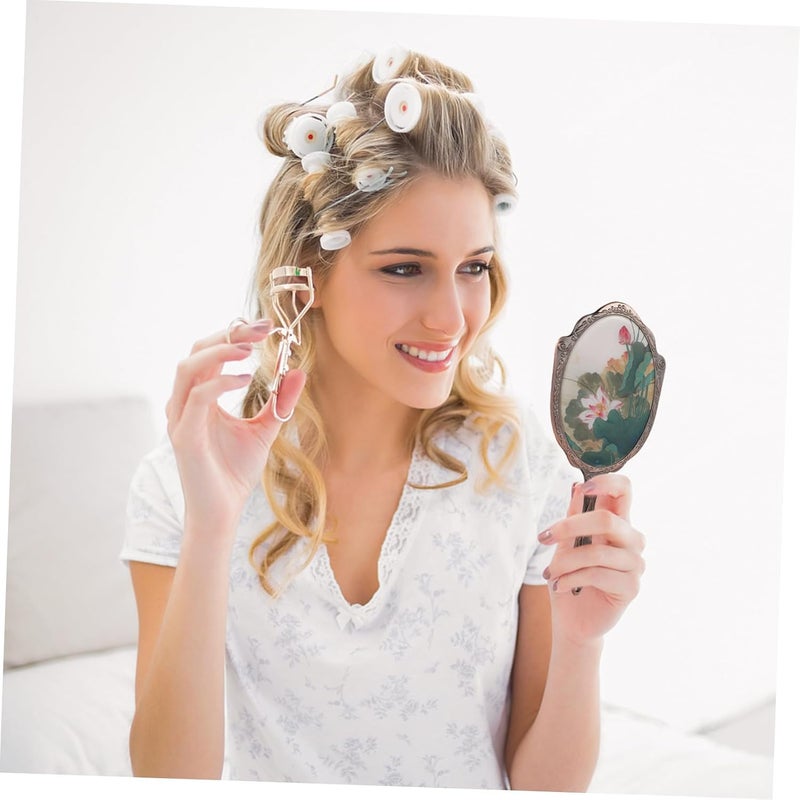 GALPADA Vintage Handheld Makeup Mirror Decorative Travel Mirror with Classic Design Rotation High Definition Reflection for Ladies and Women Portable Cosmetic Mirror - Image 5