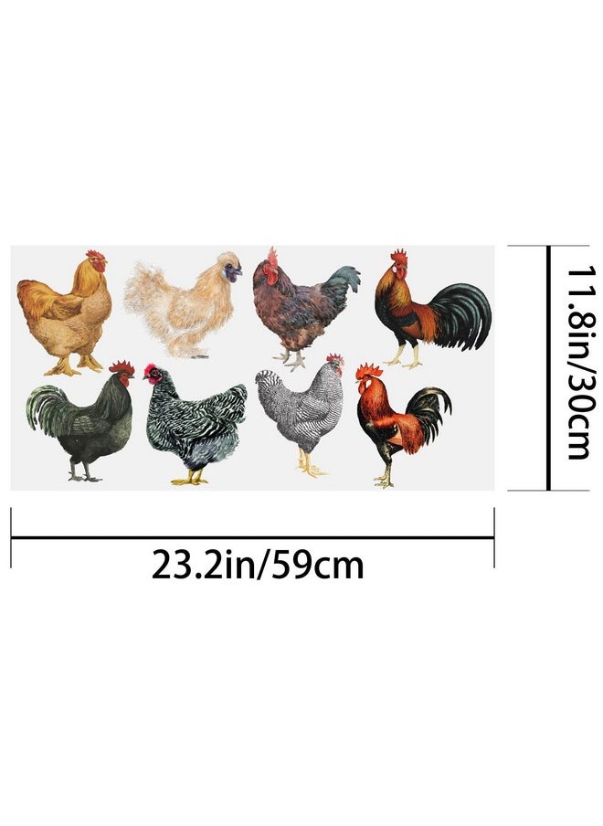 PLIGREAT - 8 Pcs Roosters Hens Wall Stickers Removable Vinyl Peel And Stick Wall Decals For Kitchen Pantry Playroom Nursery Farmhouse Wall Decoration Home Indoor Diy Window Fridge Door Wall Art Decor - Image 1