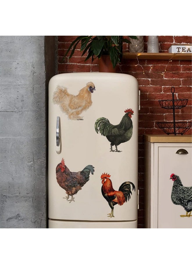 PLIGREAT - 8 Pcs Roosters Hens Wall Stickers Removable Vinyl Peel And Stick Wall Decals For Kitchen Pantry Playroom Nursery Farmhouse Wall Decoration Home Indoor Diy Window Fridge Door Wall Art Decor - Image 1
