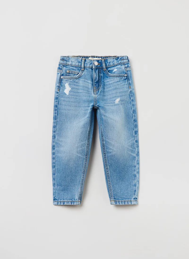 او في اس OVS Mum-Fit Jeans With Abrasions