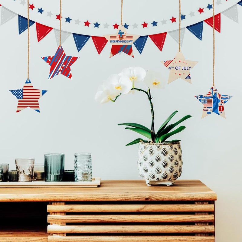Tmflexe 50Pcs Unfinished Wooden Stars Ornanents Independent Christmas Decoration Present Xmas Tree Hanging Wood Slices for Kids DIY Art Crafts Stars Wedding Party Decor - Image 2