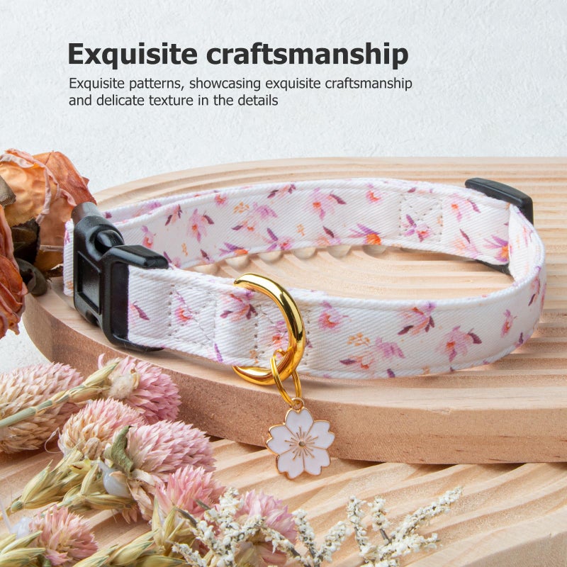 FYEQYAOU Cotton Handmade Dog Collar Cute and Distinctive Patterns White Flower with Pendant for Girl Boy Dogs Collars S - Image 5