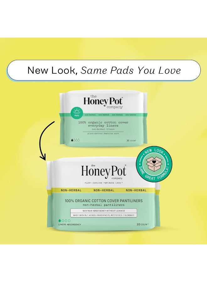 the Honey Pot company شركة هاني بوت - فوط يومية غير عشبية للنساء - غلاف من القطن العضوي ونواة لبية فائقة الامتصاص - فوط صحية - رعاية أنثوية - مؤهلة لـ FSA و HSA - 30 قطعة - Image 2