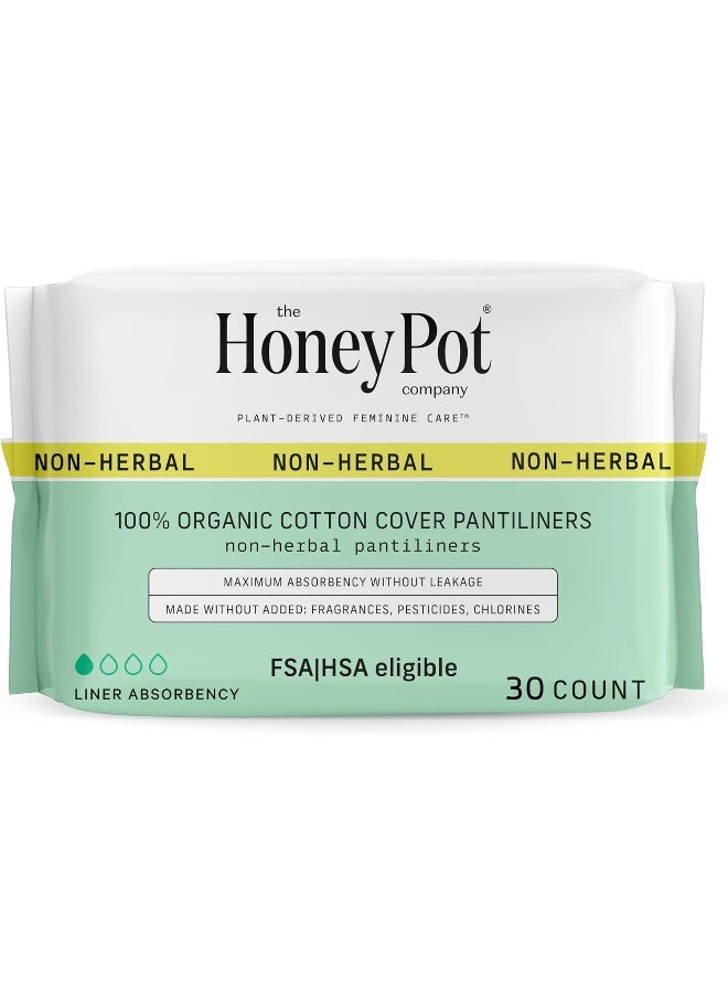 the Honey Pot company شركة هاني بوت - فوط يومية غير عشبية للنساء - غلاف من القطن العضوي ونواة لبية فائقة الامتصاص - فوط صحية - رعاية أنثوية - مؤهلة لـ FSA و HSA - 30 قطعة - Image 1