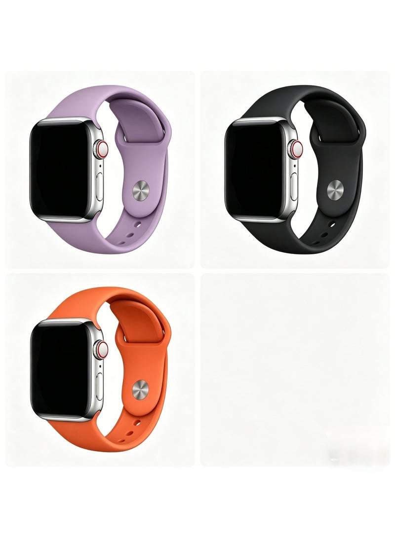 3pcs Apple Watch Band  45Mm 44Mm 42Mm Silicone Replacement Band For iWatch Series 9/8/7/SE/6/5/4/3/2/1 - Image 1