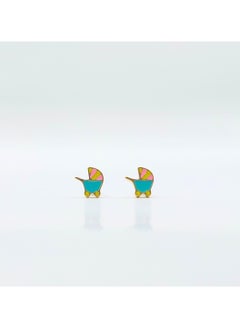 Shopping Cart Stud Earrings For Kids, Gold Plated
