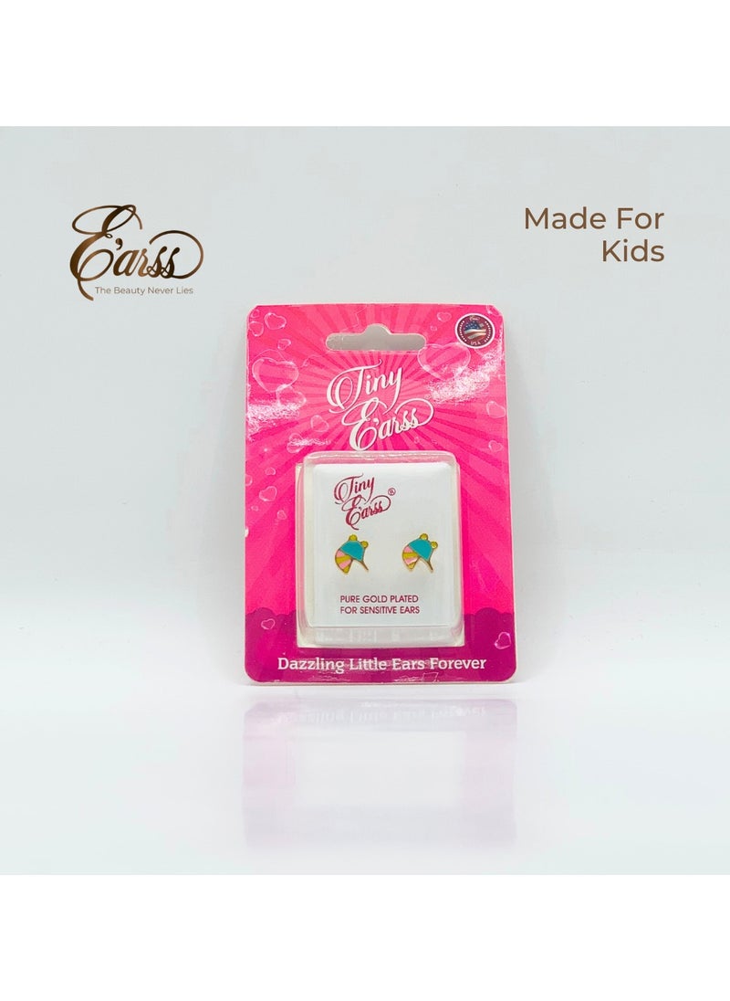 Earss - Shopping Cart Stud Earrings For Kids, Gold Plated - Image 1