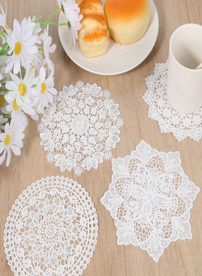 Ajcotahm 6PCS White Vintage Crochet Doilies, 6 to 7 Inch Vintage Crochet Doilies Round Lace Placemats Handmade Coasters, Rustic Table Decor for Kitchen Dining Wedding Party - Image 4