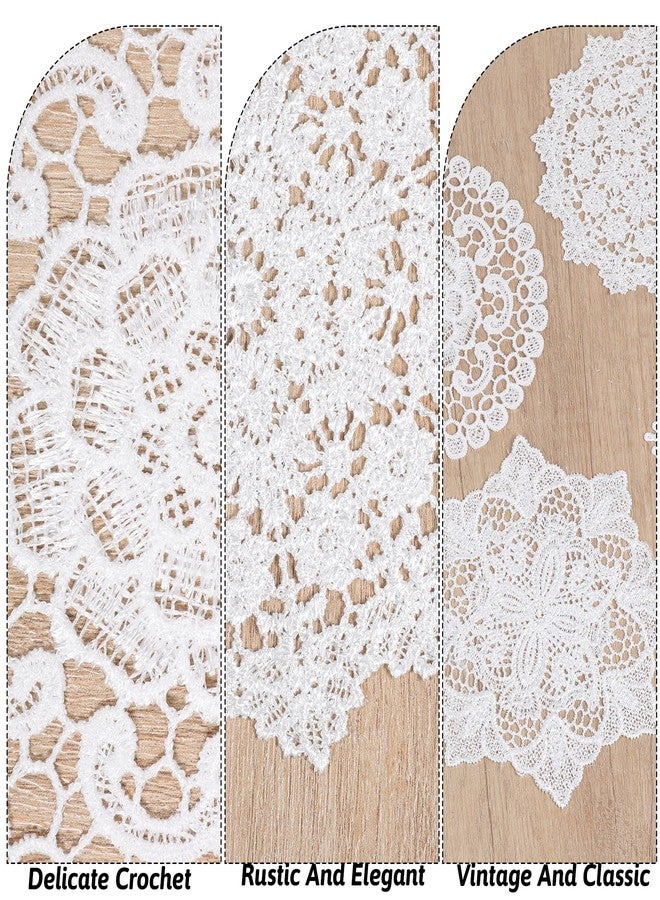 Ajcotahm 6PCS White Vintage Crochet Doilies, 6 to 7 Inch Vintage Crochet Doilies Round Lace Placemats Handmade Coasters, Rustic Table Decor for Kitchen Dining Wedding Party - Image 3
