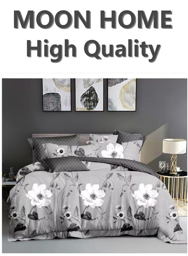 طقم أغطية لحاف فاخر مكون من 6 قطع - مقاسات كينغ / كوين / مفرد - يشمل غطاء لحاف، شريحة ملائمة و 4 أغطية وسائد - بياضات أنيقة ومريحة