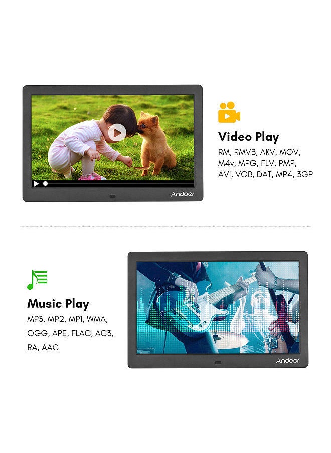 ANDOER - Andoer 10 Inch Wide LCD Screen Digital Photo Frame 1024 * 600 High Resolution Electronic Photo Frame with MP3 MP4 Video Player Clock Calendar Function 2.4G Remote Control - Image 1