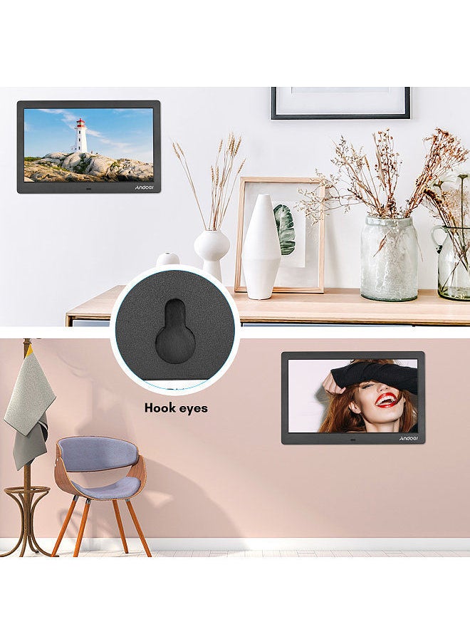 ANDOER - Andoer 10 Inch Wide LCD Screen Digital Photo Frame 1024 * 600 High Resolution Electronic Photo Frame with MP3 MP4 Video Player Clock Calendar Function 2.4G Remote Control - Image 1