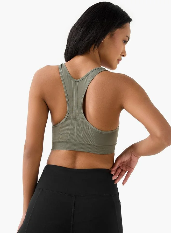 Splash Active  Textured Scoop Neck Sports Bra with Removable Pads and Racerback for Women | Best Price UAE