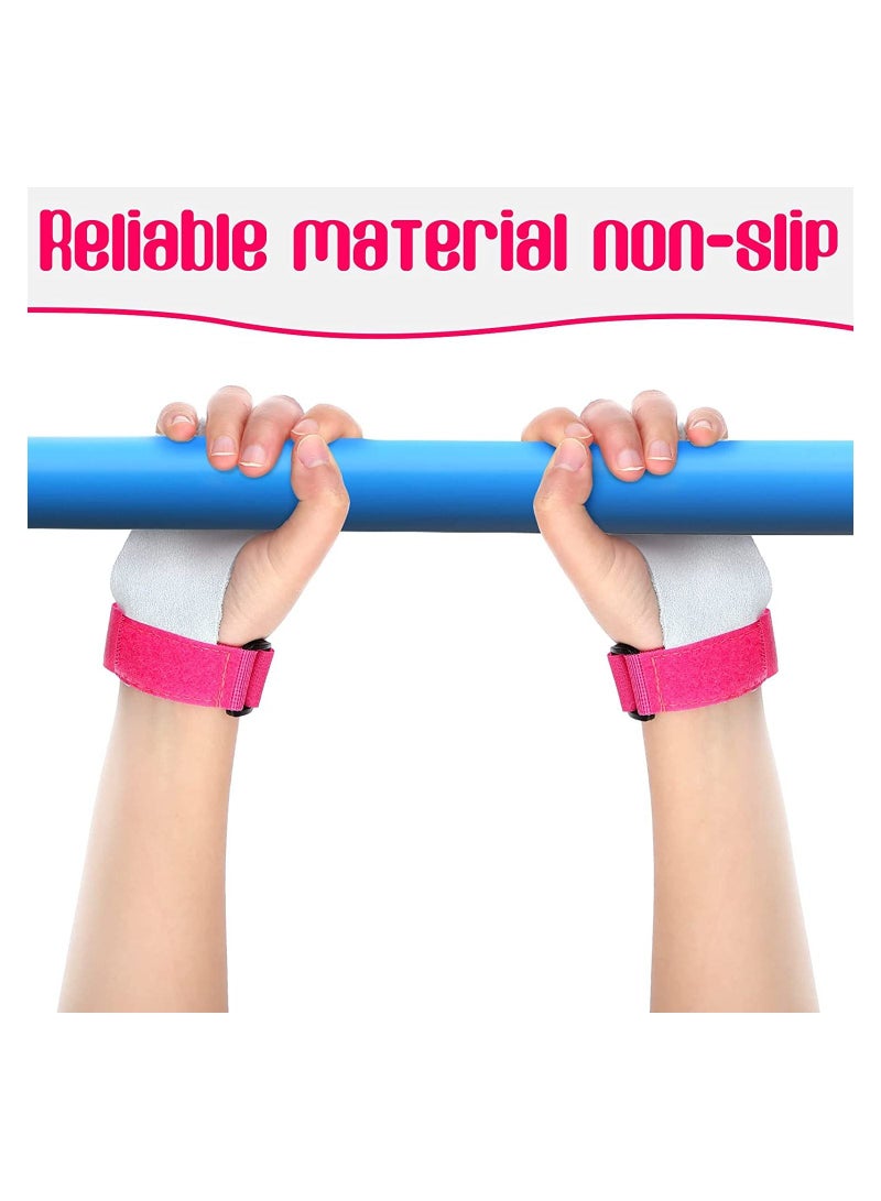 4 Pack Kids Gymnastics Grips, Gymnastics Palm Guard, Pink Gymnastic Hand Grips Athletic Pink Wrist Bands Terry Cloth Sweat Bands Girls Sports Accessories for Kids Basketball Tennis Football Baseball