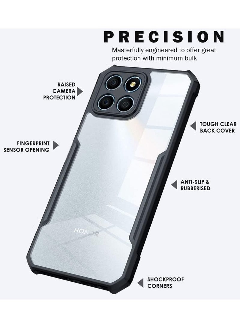 جراب خلفي شفاف صلب من مادة البولي كربونات مع إطار أسود مقاوم للصدمات من مادة TPU الفاخرة لحماية عدسة الكاميرا بزاوية 360 درجة لهاتف Honor X5B - Image 2