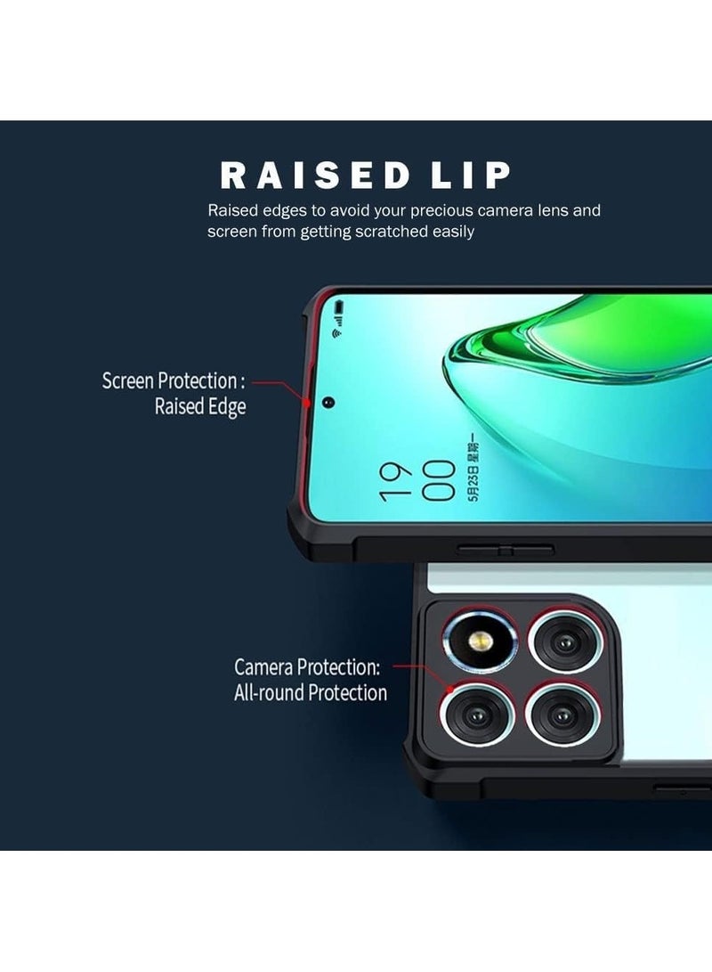 جراب خلفي شفاف صلب من مادة البولي كربونات مع إطار أسود مقاوم للصدمات من مادة TPU الفاخرة لحماية عدسة الكاميرا بزاوية 360 درجة لهاتف Honor X5B - Image 3