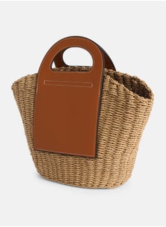 Haute Sauce Colour block Zip Lock Regular Jute Hand Bag For Women  - Image 5