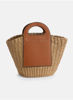 Haute Sauce Colour block Zip Lock Regular Jute Hand Bag For Women  - Image 4