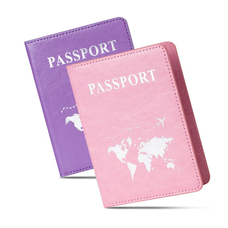 Honmein 2 Pcs Passport holdersï¼ŒUltra Slim passport walletï¼ŒPU Leather Passport Cover for Women and Menâ€¦ - Image 1