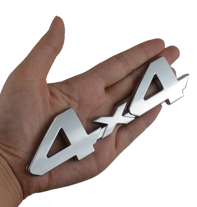 EmbRoom 4x4 Chrome Fender Side Rear Emblem Badge With Adhesive For Truck/Suv/Pickup Rear Tailgate Tail Gate Door 4Wd (Chrome) - Image 1