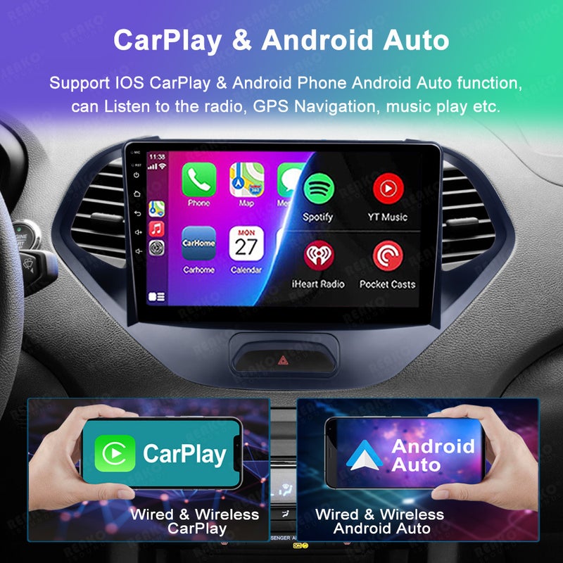 Applicable To 12-18 Ford Figo Car Central Control Display 9-Inch Car Dvd Navigation Bluetooth Carplay - Image 3