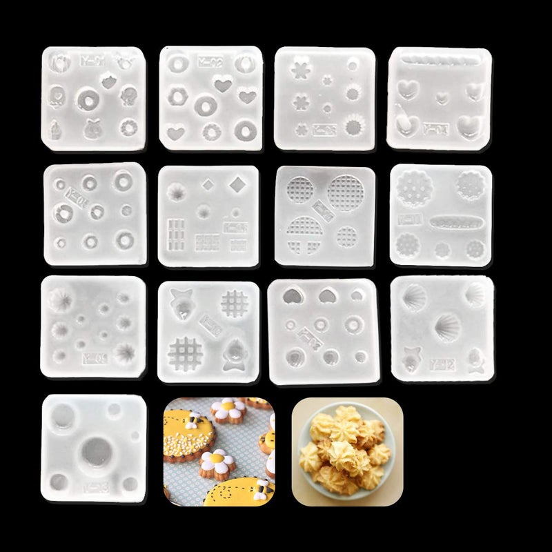 iSuperb 13 pcs Resin Mold Mini Cute Silicone Molds Epoxy Resin Casting DIY Chocolate Sugar Dessert 13 pcs