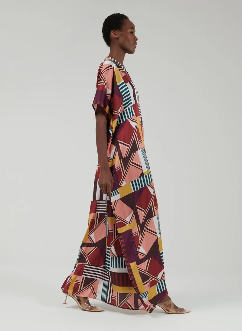 ليم قفطان بنقشة تجريدية ملونة