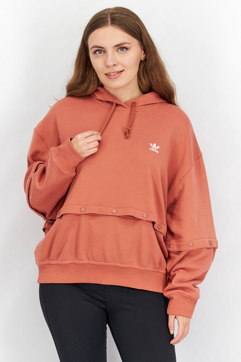 adidas Originals Women Sportwear Fit Long Sleeve Outdoor Hooded Sweatshirt, Rust  - Image 1