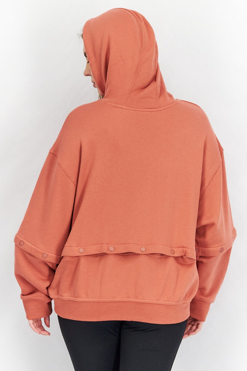 adidas Originals Women Sportwear Fit Long Sleeve Outdoor Hooded Sweatshirt, Rust  - Image 4