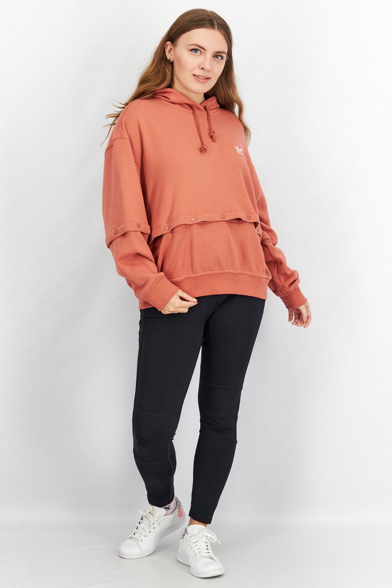 adidas Originals Women Sportwear Fit Long Sleeve Outdoor Hooded Sweatshirt, Rust  - Image 2