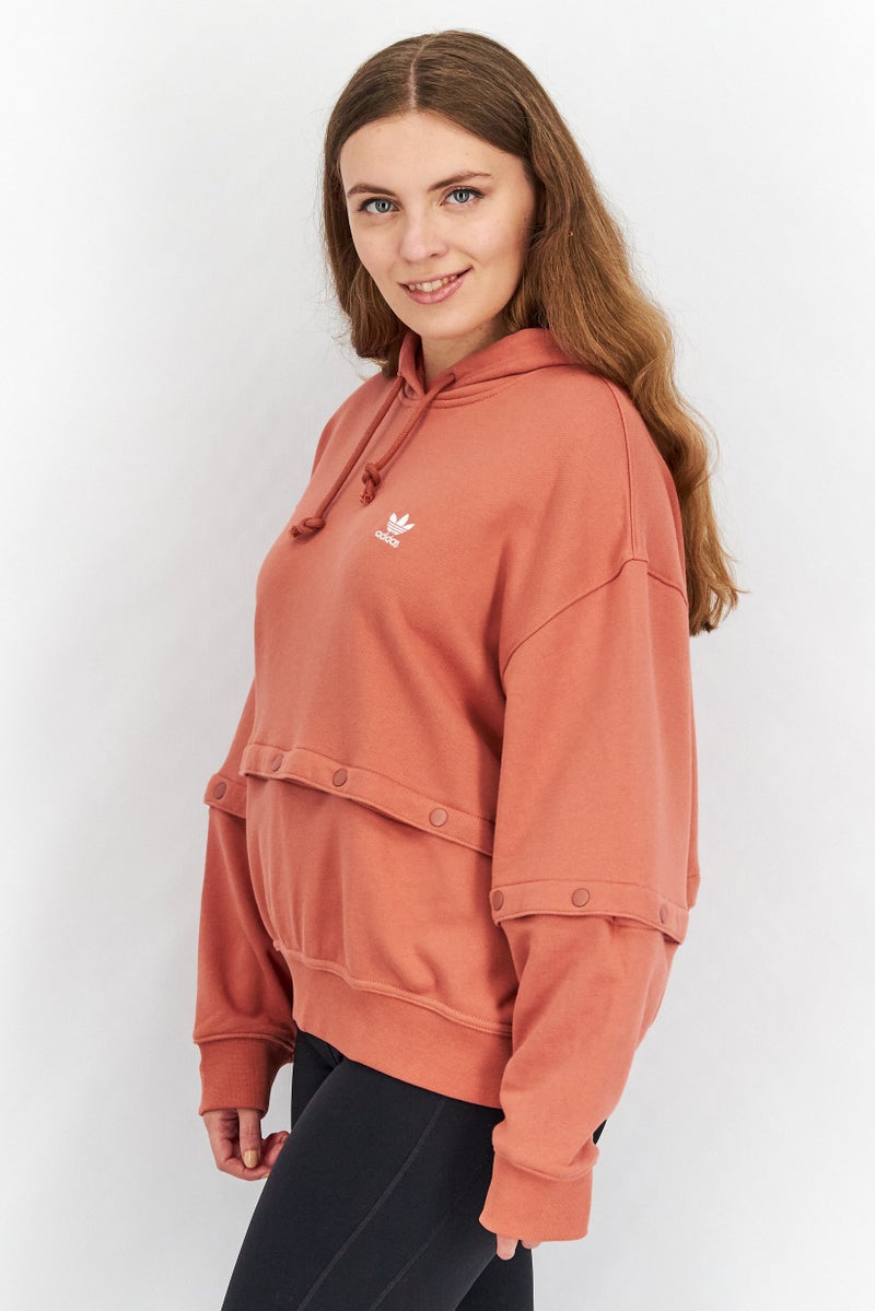 adidas Originals Women Sportwear Fit Long Sleeve Outdoor Hooded Sweatshirt, Rust  - Image 3