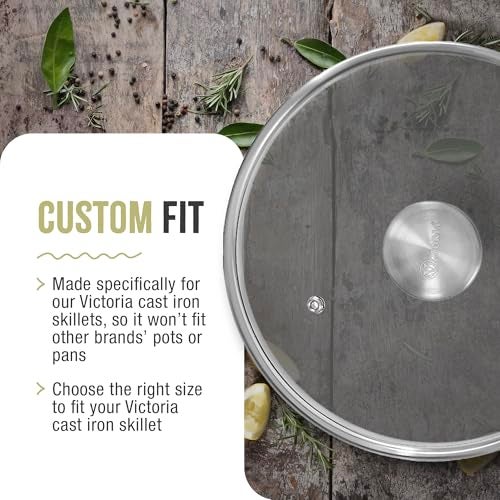 VICTORIA 8-Inch Tempered Glass Skillet Lid with Stainless Steel Airflow Knob | Fits Cast Iron Skillets | Oven & Dishwasher Safe - Image 5