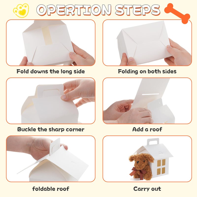 LOVYNO 26 Pcs Dog Party Favor Boxes with Pet Adoption Certificate, Dog House Shape Treat Gift Boxes with Holes, Adopt A Puppy Party Supply Boxes for Pet Adoption Theme DIY Crafting Party - Image 5