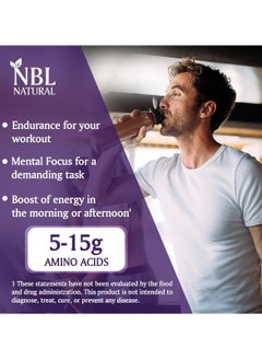 NBL Natural Amino Energy - Pre Workout With Green Tea, Bcaa, Amino Acids, Keto Friendly, Green Coffee Extract, Blue Raspberry, 270 G, 30 Servings  - Image 4