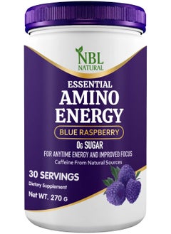 NBL Natural Amino Energy - Pre Workout With Green Tea, Bcaa, Amino Acids, Keto Friendly, Green Coffee Extract, Blue Raspberry, 270 G, 30 Servings  - Image 1