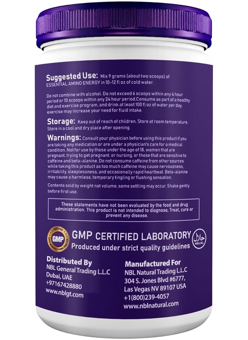 NBL Natural Amino Energy Pre Workout With Green Tea Bcaa Amino Acids Blue Raspberry 270 G 30 Servings  - Image 5