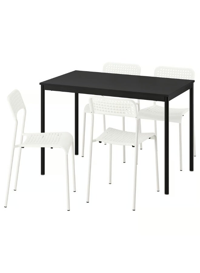 حدد المحور طاولة طعام و4 كراسي، إطار معدني قوي، سطح طاولة متين، أبيض/أسود، 110 × 67 سم - Image 3