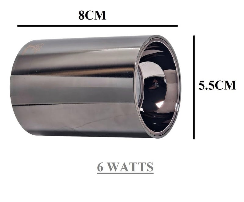 Mufasa 6 Watts Black Chrome Finish LED Round Surface Light Cylindrical Shape Indoor Ceiling Mounted Spot Light Down Light Aluminum Body (Warm White) - Image 3