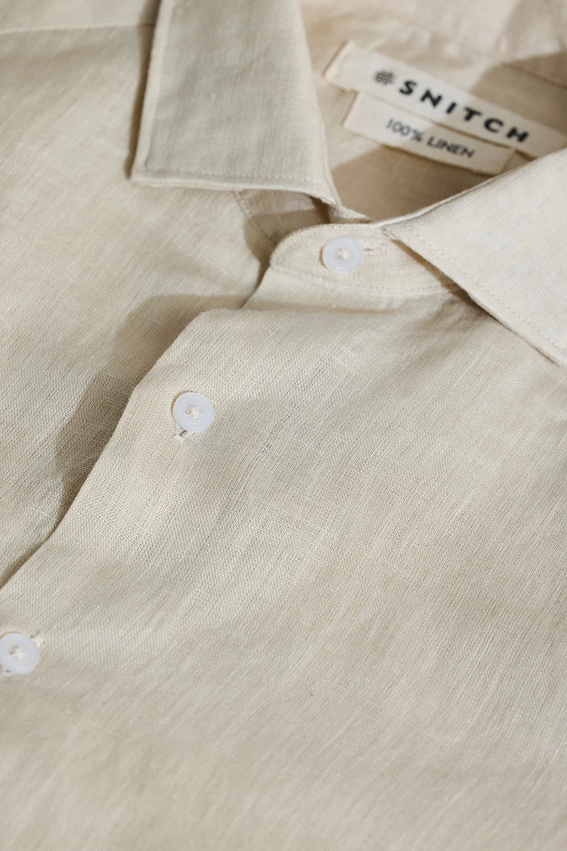 SNITCH قميص كتان بيج بقصة ضيقة
