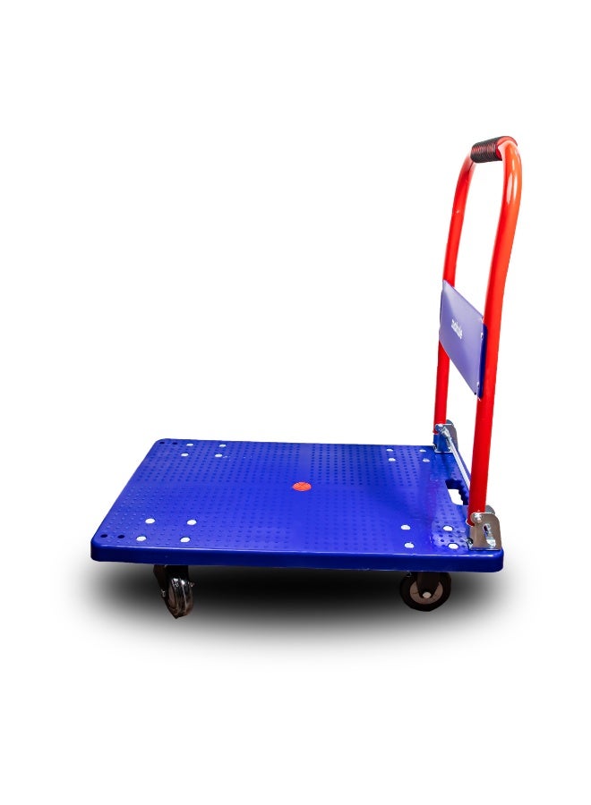 makute 200kg Foldable Platform Hand Truck, Heavy Duty Blue Trolley with Non-Slip Surface and Silent Wheels, Portable Push Cart for Warehouse and Home - MKFPHT10200 - Image 5