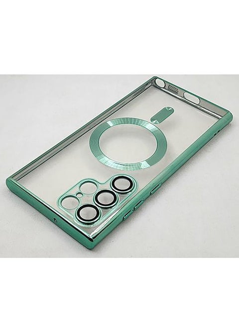 Samsung Galaxy S22 Ultra MagSafe Case With Colored Sides & Camera Protection-Clear / Green