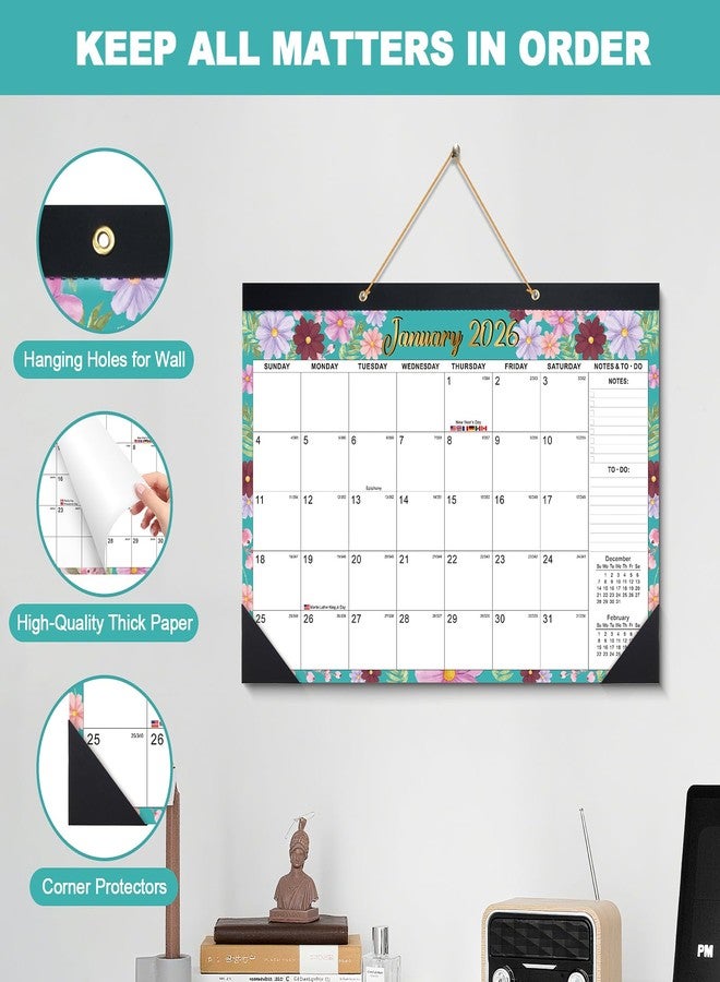 OMEYA 2026 Desk Calnedar: 12 Months Calendar Runs from JAN.2026 - Dec.2026, 17" x 12", Large Desk Calendar 2026 with Clear Waterproof Cover, Desk Top Calendar 2026 for Home Office Personal Organisers - Image 4